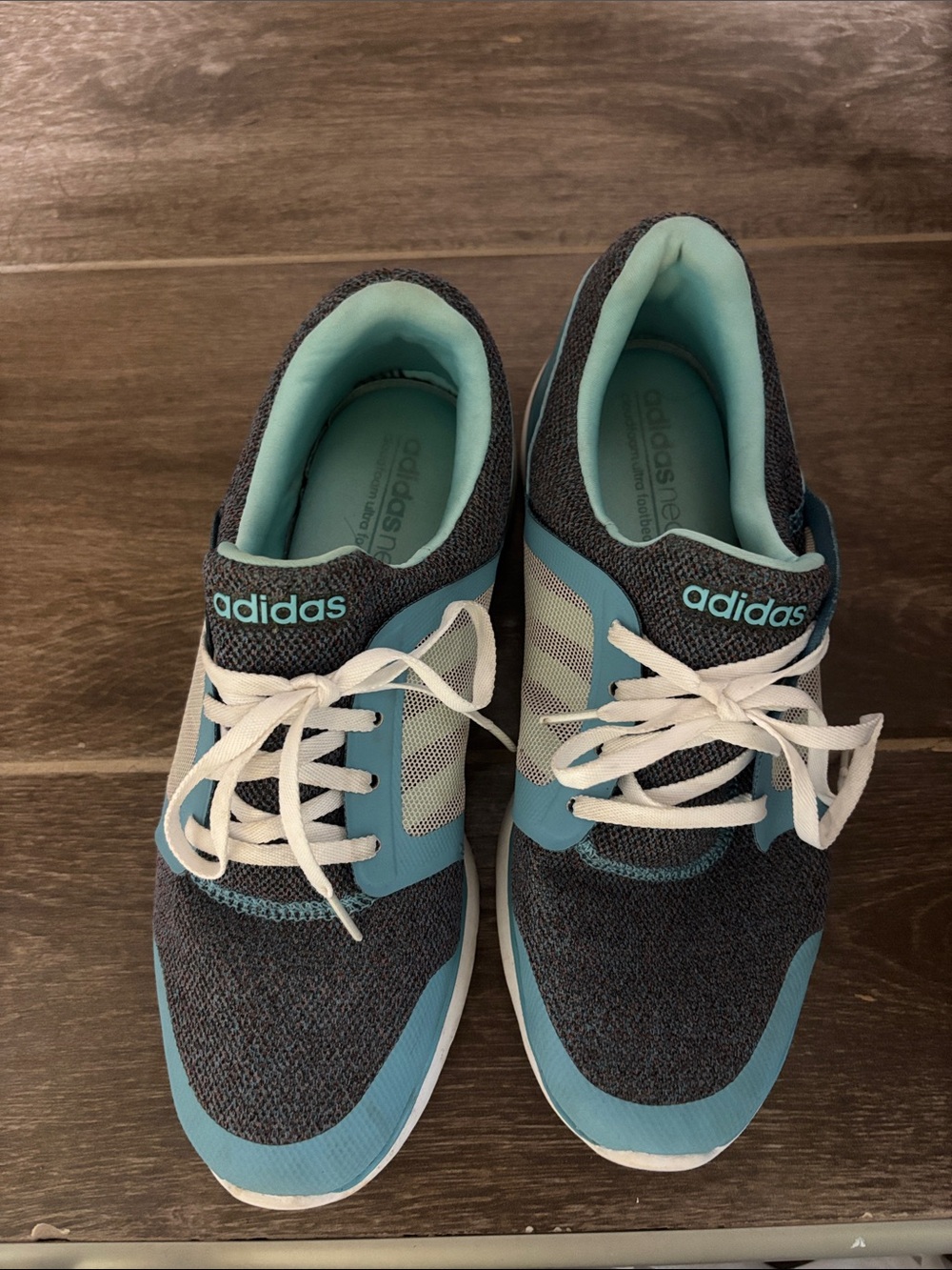 adidas Women's Gray and Light Blue Athletic Sneakers